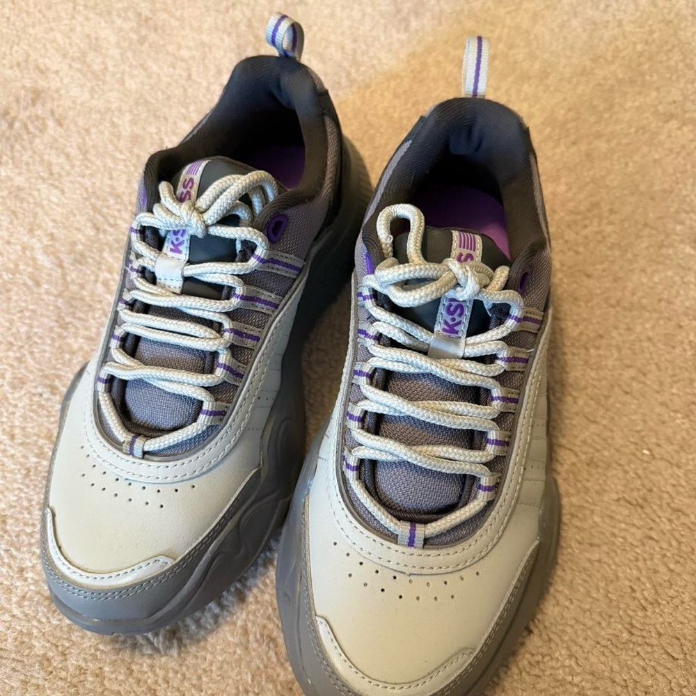 Gray and Purple Sneakers